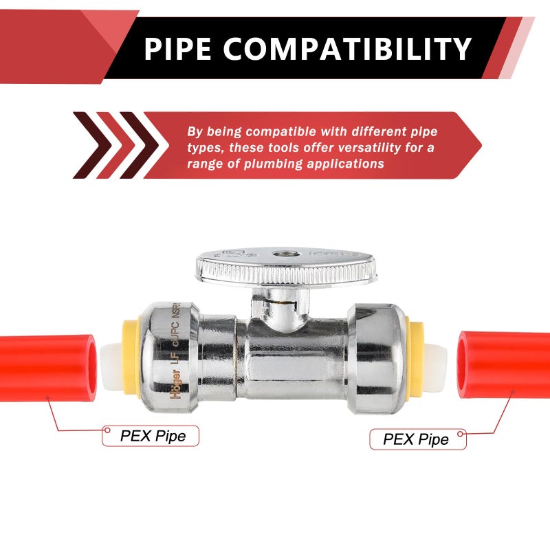 EFIELD (Pack of 2) EFIELD Push Fit 1/4 Turn Straight Stop Valve Water Shut Off 1/2 Inch Push x 1/2 Inch Push, Chrome with a Disconnect Clip,(PF-VALVE035-2PCS) - Image 4